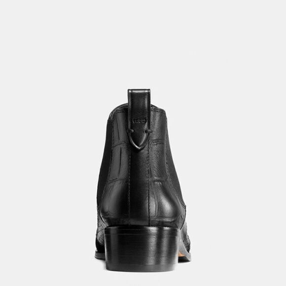 Coach Suffolk Patchwork Black Leather Chelsea Croc Snakeskin Booties  8.5M New - Picture 3 of 11